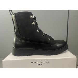 Marc Fisher Boots Kids Size 2 Black Jade Emma Combat Ankle Lace Up Zip Winter